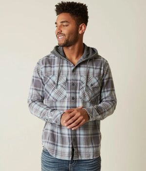 Quicksilver Tang Hooded Plaid Shirt