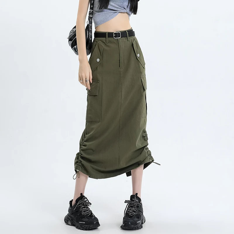 Mid Long Skirts A-Line Skirt - INTOHYPEZONE