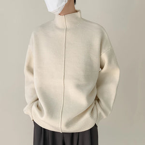 Mock Neck Pleated Pullover Sweater - INTOHYPEZONE - INTOHYPEZONE