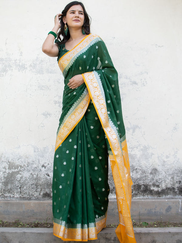 Buy Aadishakti Fashion Self Design Bollywood Chiffon Dark Green Sarees  Online @ Best Price In India | Flipkart.com