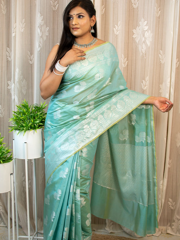 Banarasi Soft Satin Silk Saree With Silver Zari Weaving-Blue –  Banarasikargha