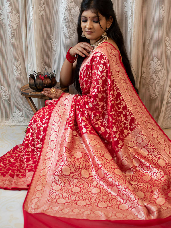 Buy Red Georgette Festival Saree Online : 258422 -