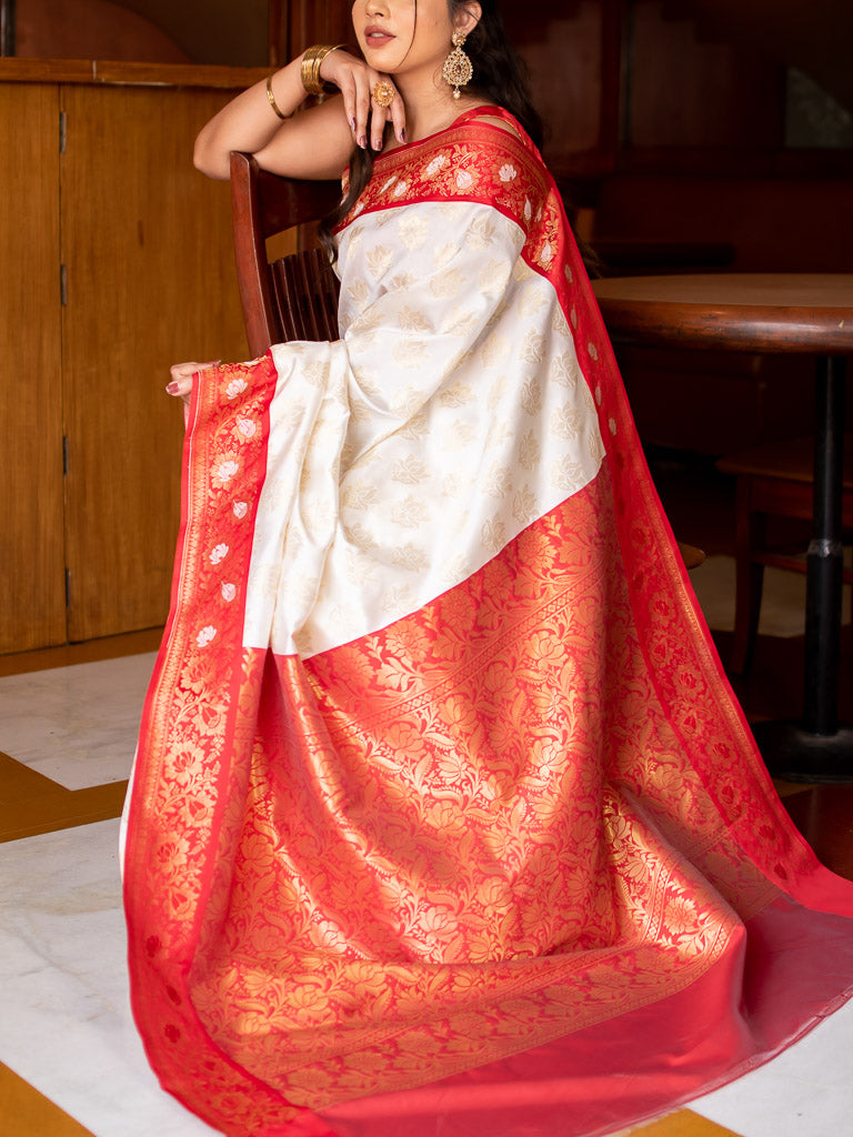 Banarasi Saree Red and White