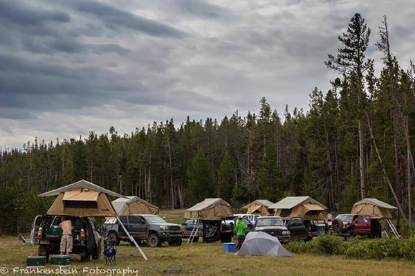 Car camping at a crowded location