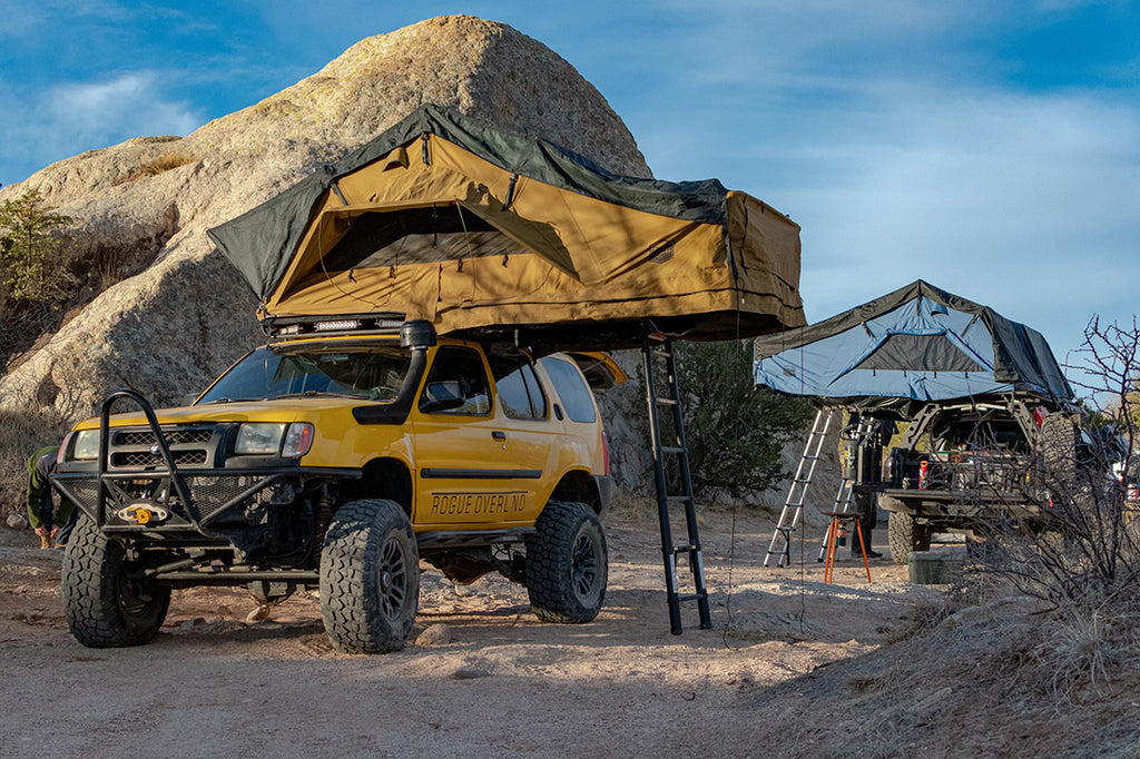 Two overland jeeps with rooftop tents