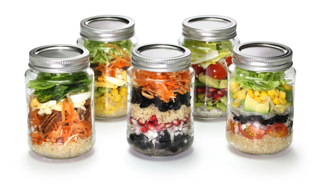 Different quinoa salad jars