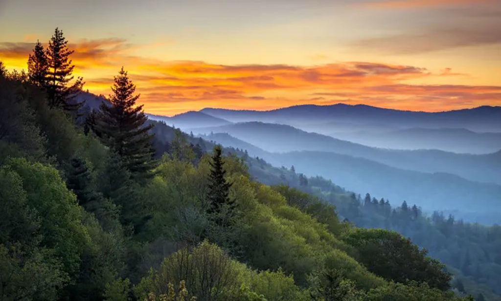 A beautiful sunset as seen from the Great Smoky Mountains