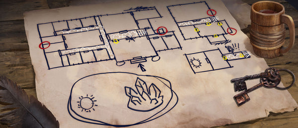 The charcters receive a hand-drawn map.