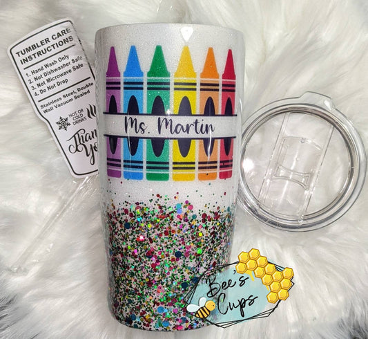 Crayon Kids Water Bottle Personalized Insulated Tumbler — Wichita