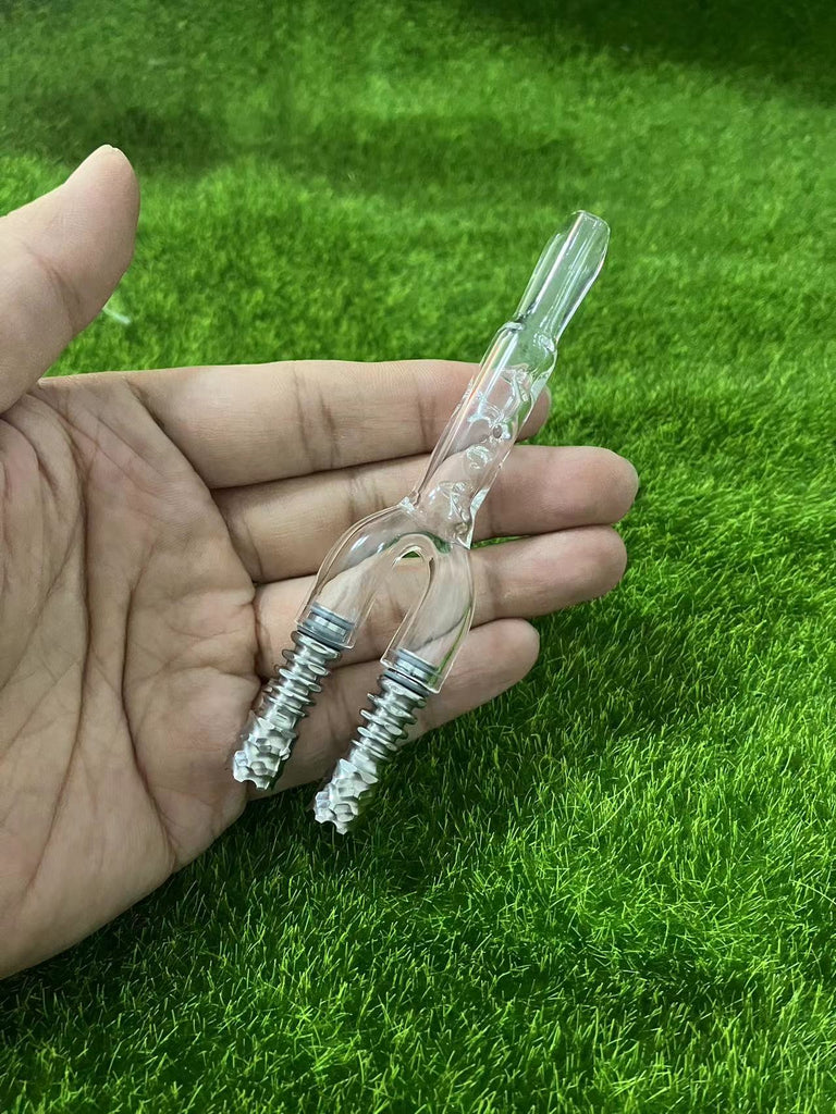 dual glass mouthpiece for dynavap tips with 2 tips