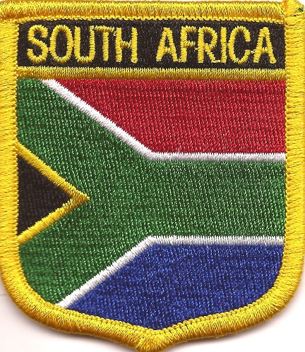 High Quality Low Price 3.5 x 2.5 Inch Rectangle Old South Africa Flag  Embroidered Cloth Sew On Iron On Old South Africa Emblem Patch with Yellow  Border