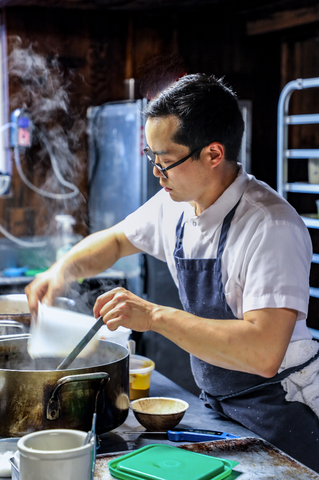 Chef Alan Hsu of Pomet cooking at Stemple Creek Ranch