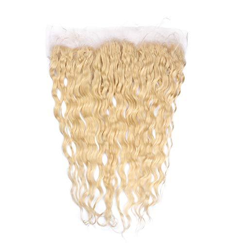 #613 Blonde Wet and Wavy 3Bundles Brazilian Virgin Human Hair and Frontal 4Pcs Lot Bleach Blonde Water Wave Human Hair Weave Wefts with 13x4 Lace Frontal Closure (14 16 18 with 14)