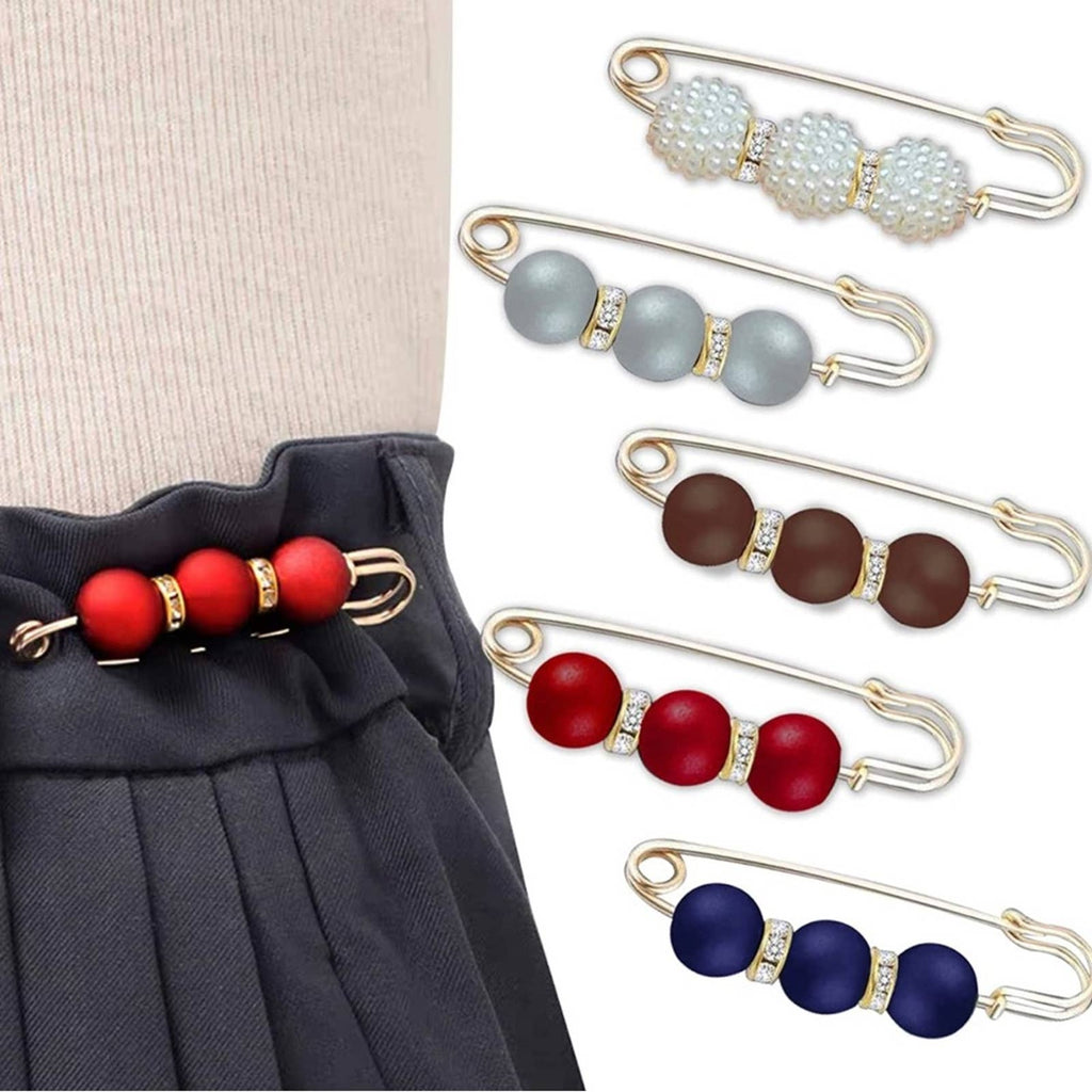 2 Pc Red Pearl Brooch detachable jeans and Sweater cape clip pants extended safety pin - Passion of Essence Boutique