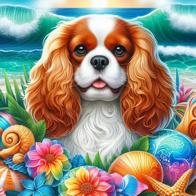 Cavalier King Charles Spaniel Beach Garden Flag