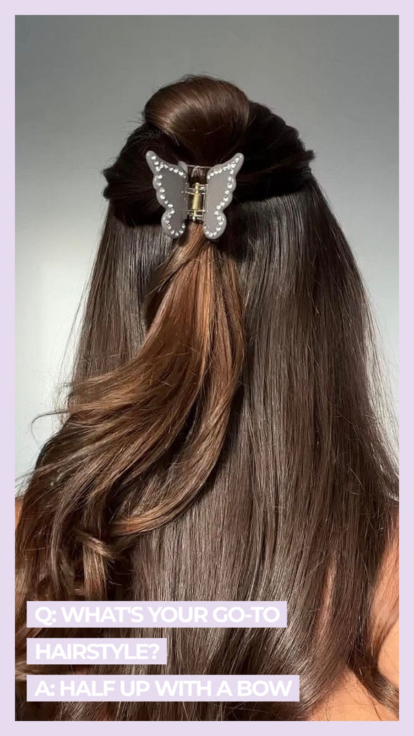 Q What's your go-to hairstyle? A Half up with a bow