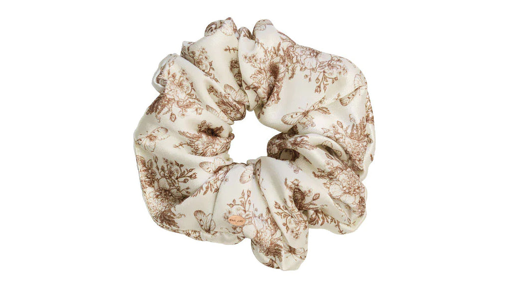 Butterfly Toile Silk Scrunchie