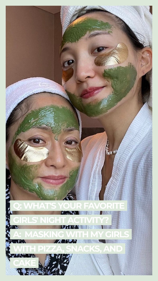 Q: What's your favorite girl's night activity? A: Masking with my girls with pizza, snacks, and cake