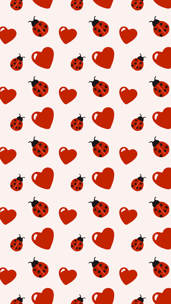 V-Day Capsule Ladybug Heart Print Wallpaper