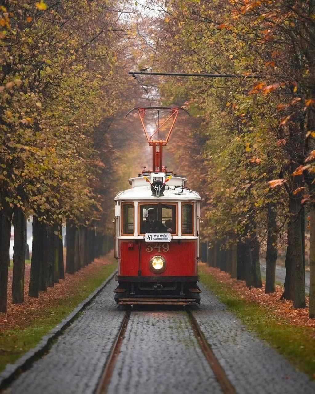 a red Street Car in New Orleans