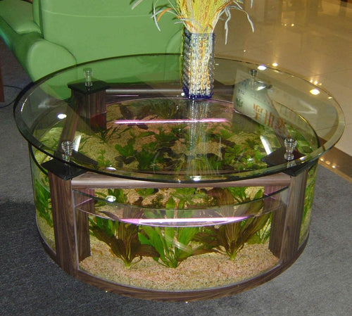 WARRANTY INCLUDED! 55 gallon GLASS round circle table aquarium