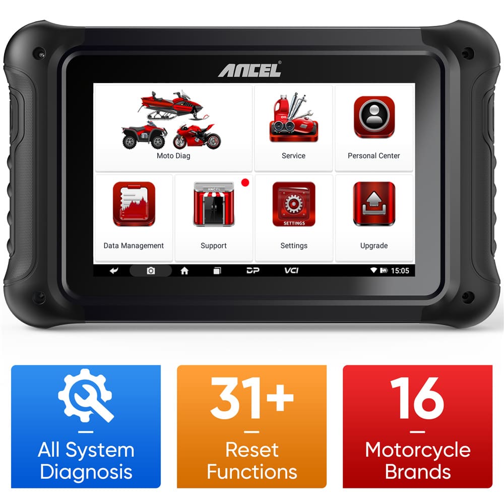 Motorcycle All System Diagnostic Tool Moto OBD2 Scanner ABS TPMS EBS ECU  Coding