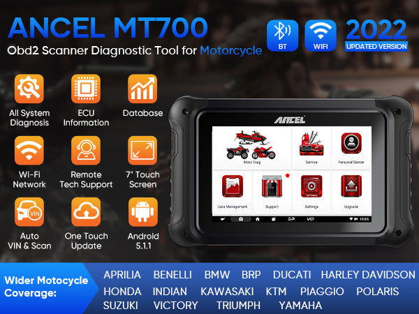 Motorcycle All System Diagnostic Tool Moto OBD2 Scanner ABS TPMS EBS ECU  Coding