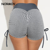 NORMOV Workout Shorts for Women Summer High Waist Sport Bandage Push Up Workout Shorts Solid Seamless Quick Dry Shorts Female