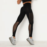NORMOV Casual High Waist Mesh Stitching Woman  Leggings Sports Large Size  Pants Fitness Leggings Women New Sexy Pants
