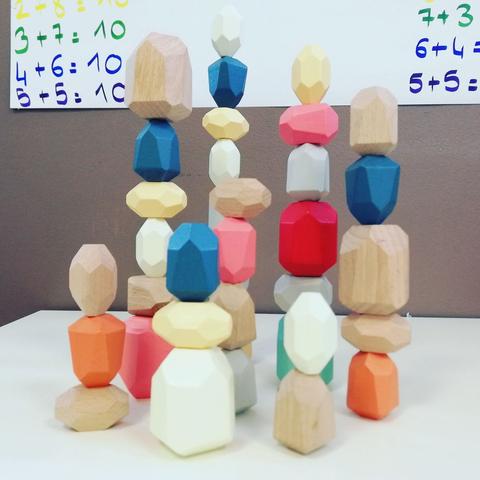 Wooden stacking blocks made of natural beechwood, for education and development