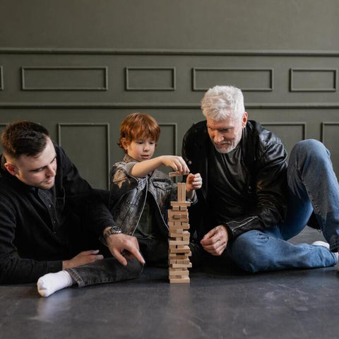 Family of three playing together