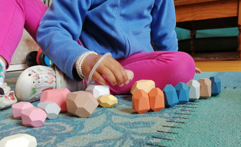 Wooden Montessori blocks for open-ended play