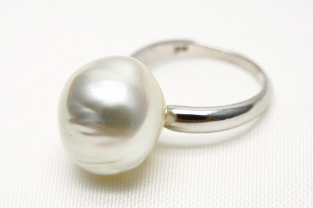 全国宅配無料 Ｋ１４ＷＧ リング 指輪 ブラックパール 黒真珠10.4ミリ