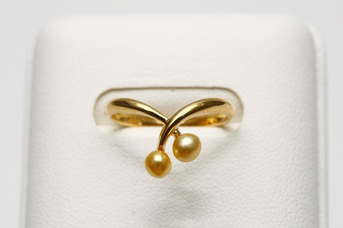 K18南洋白蝶真珠　リング　指輪　ナチュラルゴールド　本真珠