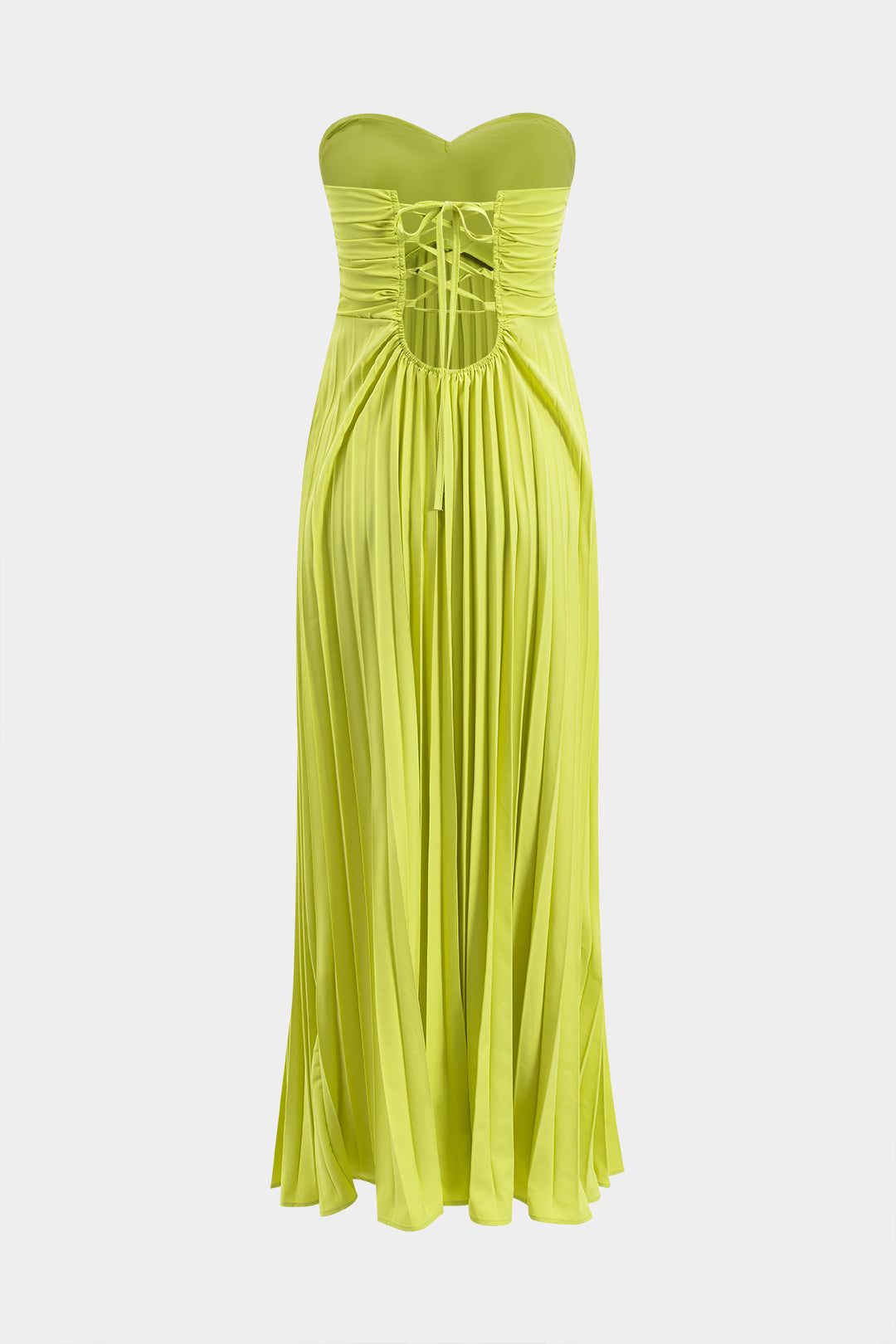 Pleated Strapless Sleeveless Maxi Dress With Tie