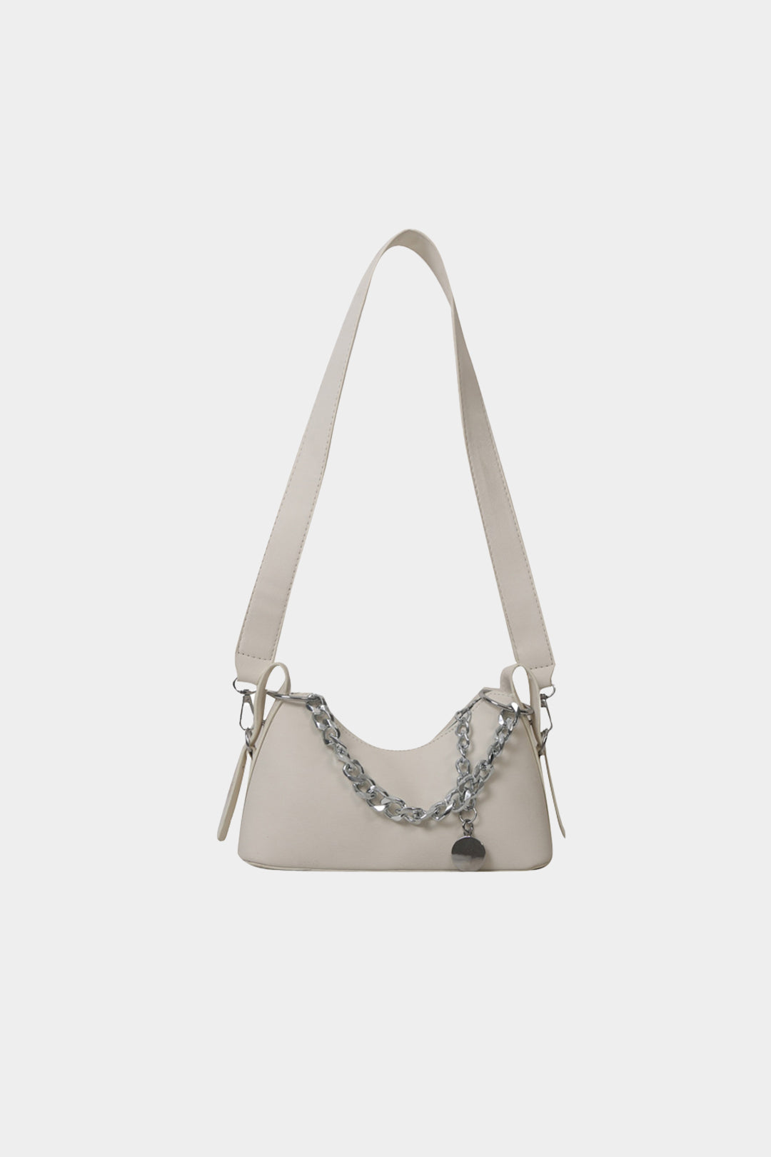 Faux Leather Metalic Chain Decor Shoulder Bag
