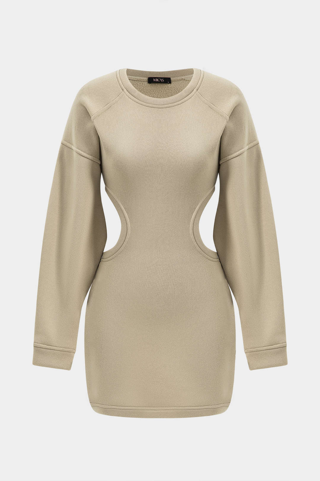Cut Out Waist Lantern Sleeve Mini Dress