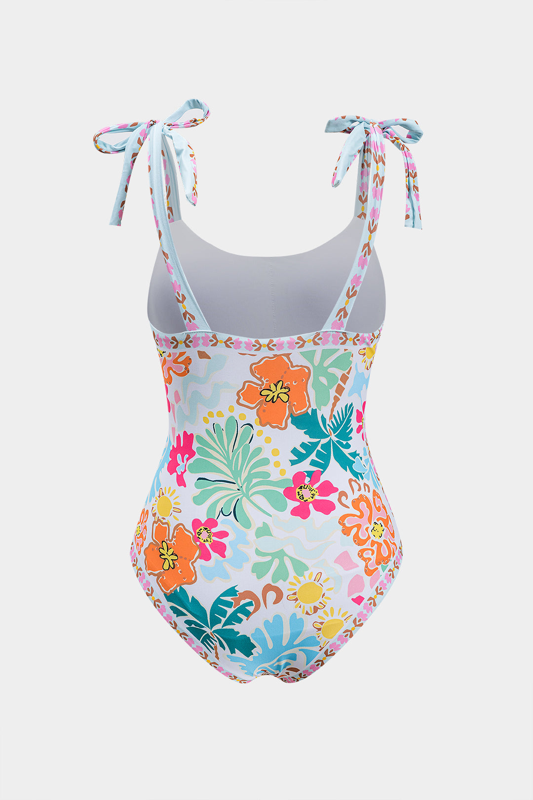 Ditsy Floral Print Tie-Up Tummy Control One-Piece Swimsuit