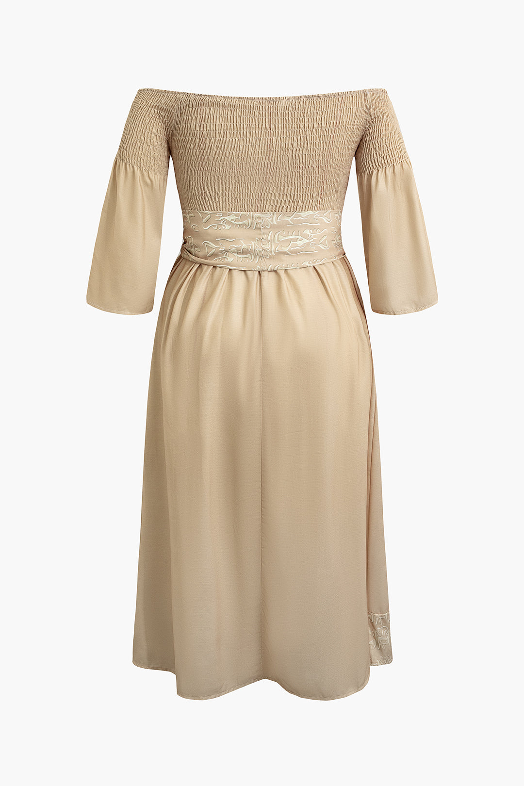 Plus Size Off Shoulder Smocked Maxi Dress With Belt