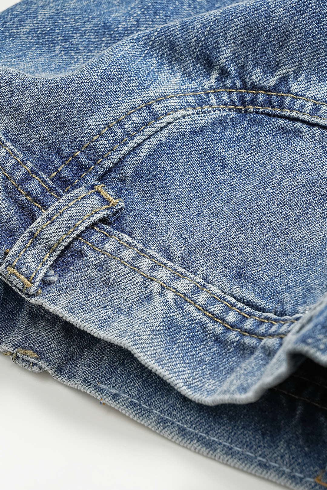 Denim Washed Button Wide Leg Jeans
