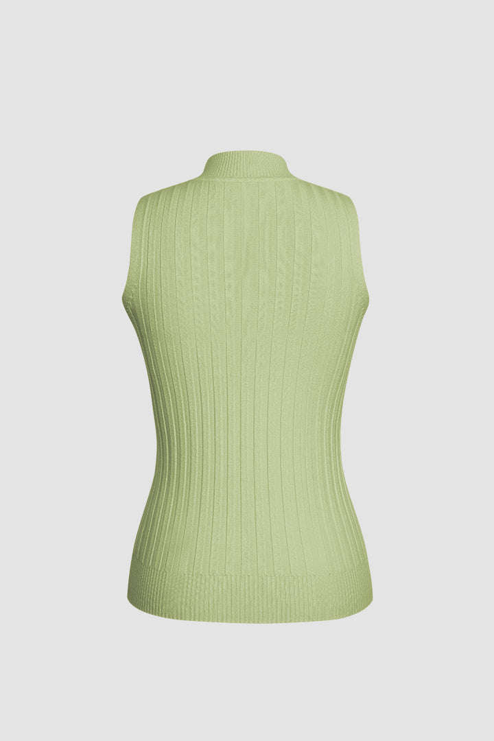 Ribbed Knitted High Neck Tank