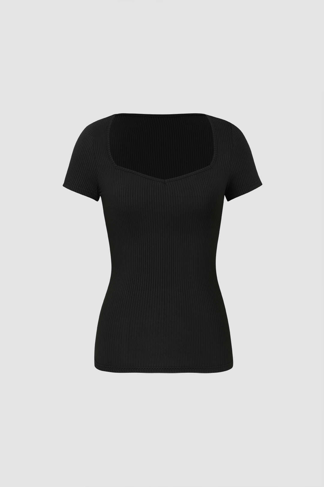 Ribbed Sweetheart Neckline T-Shirt – Micas