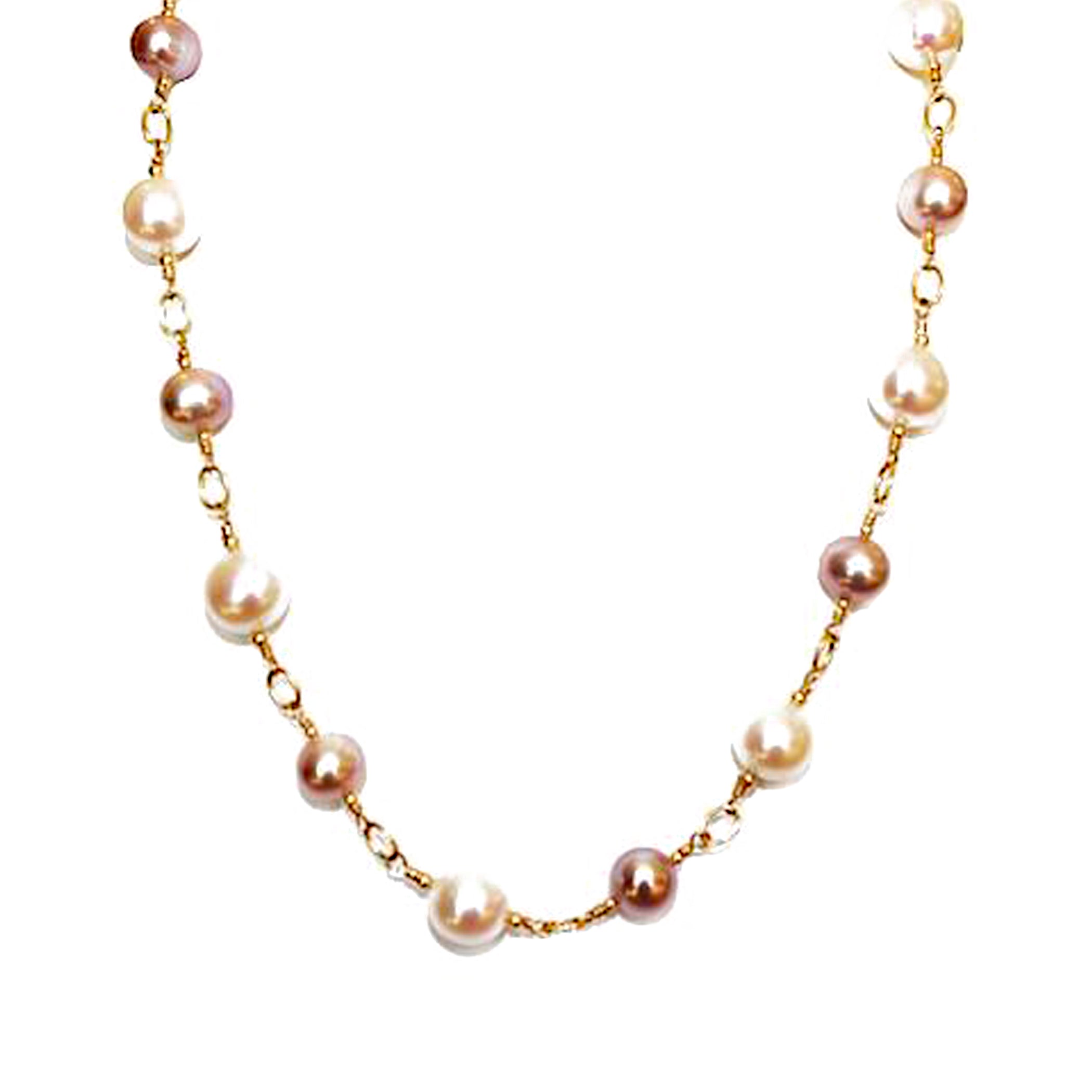 Ivory and All Natural Pink Pearl Necklace