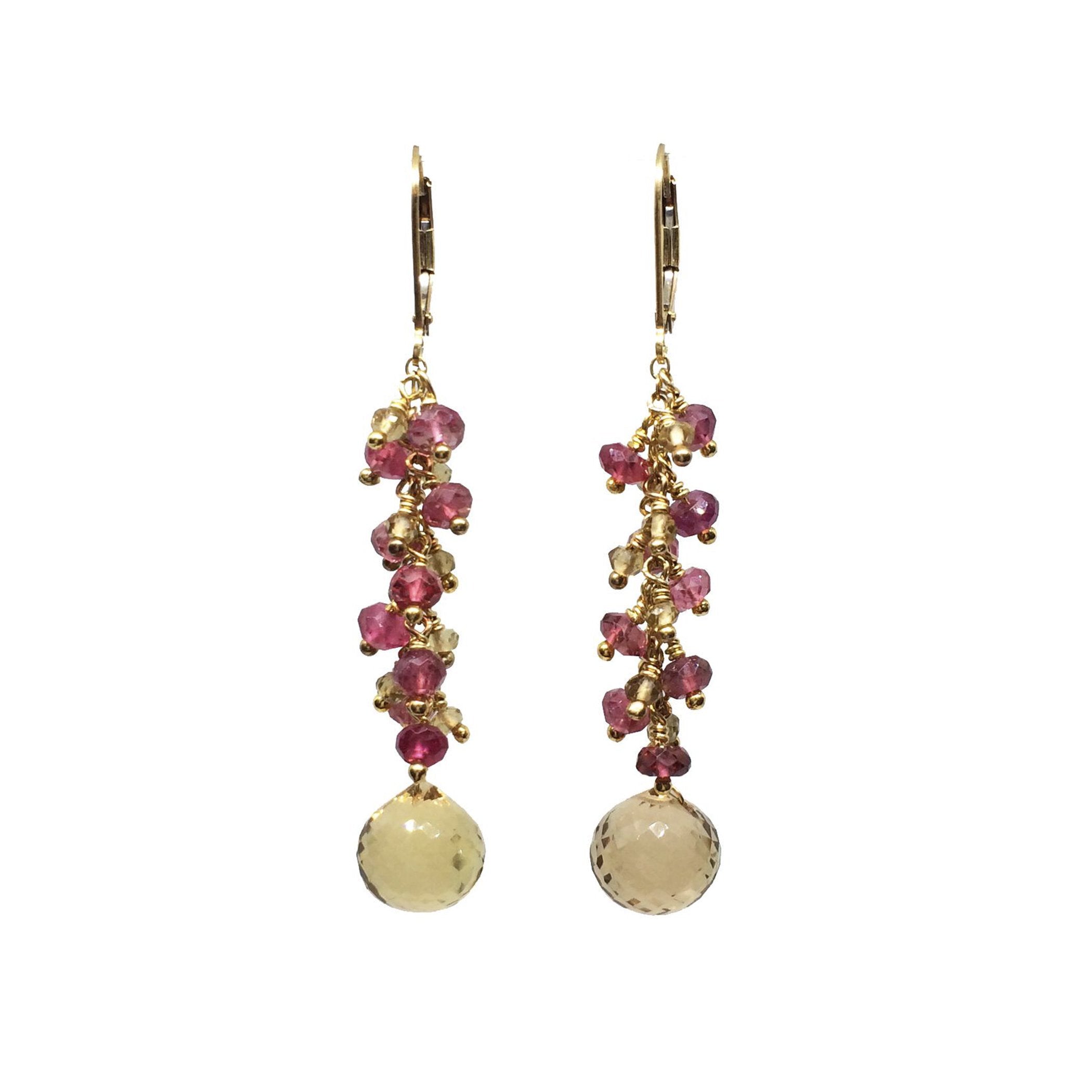 Garnet Citrine Earrings