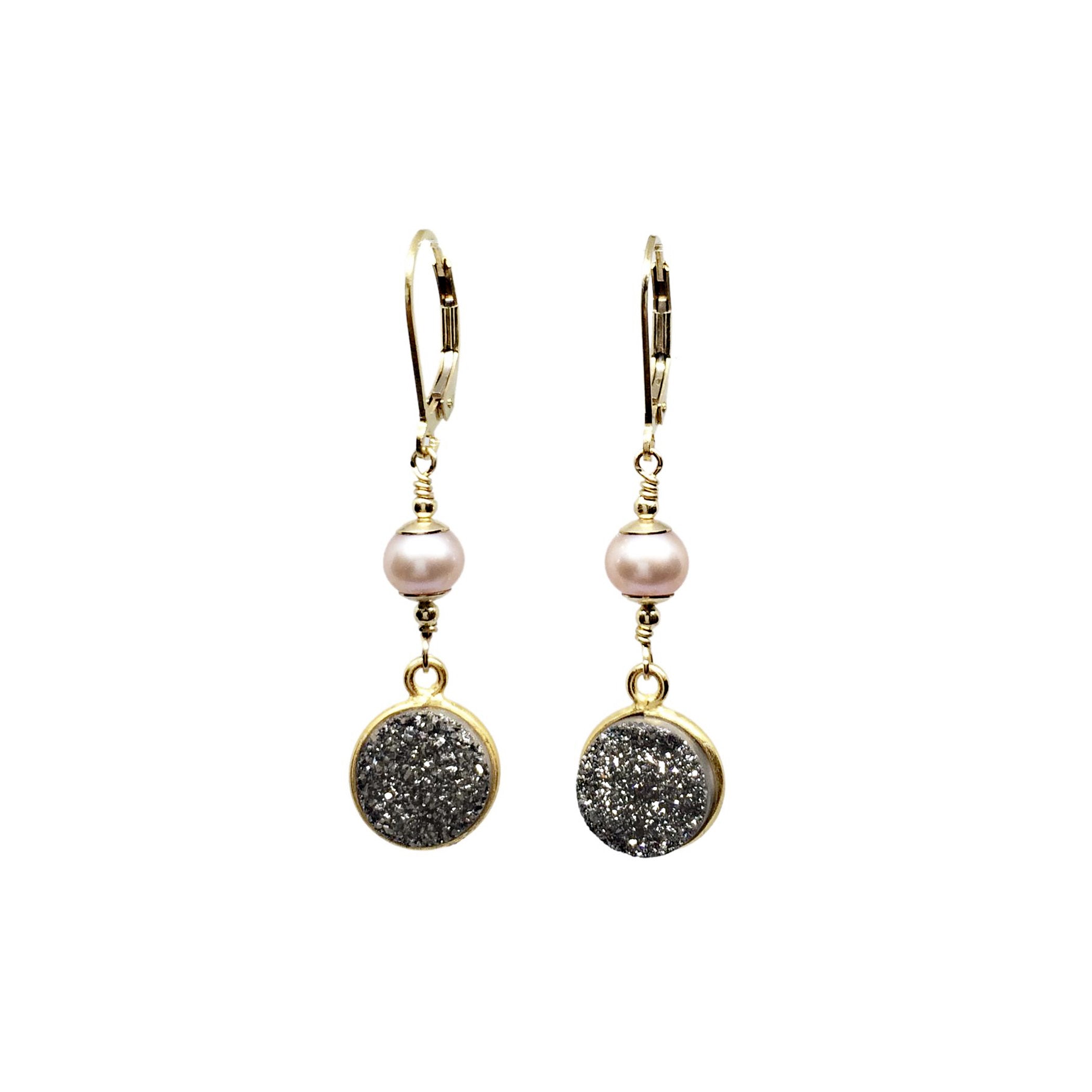 Druzy and Pearl Earrings