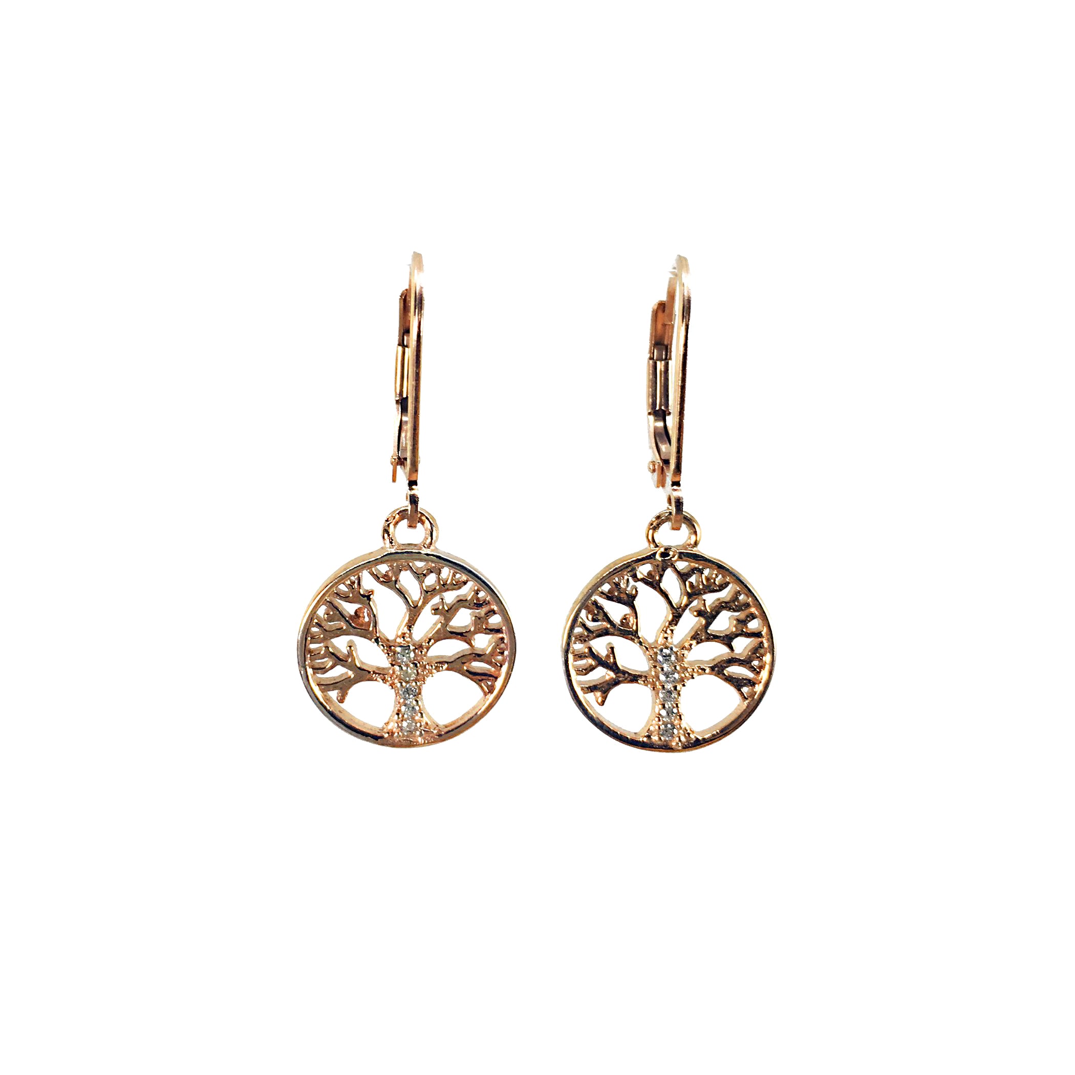 Rose Gold Tree of Life Earrings