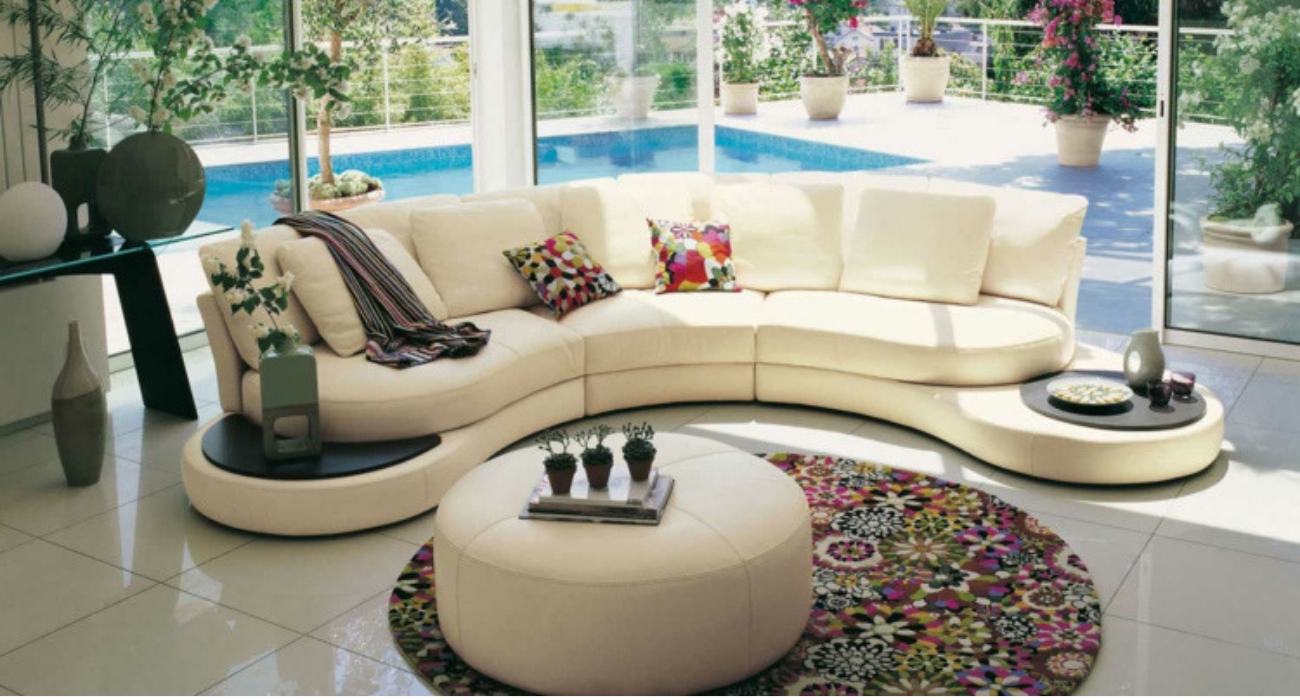 Roche Bobois Formentera white leather sofa 