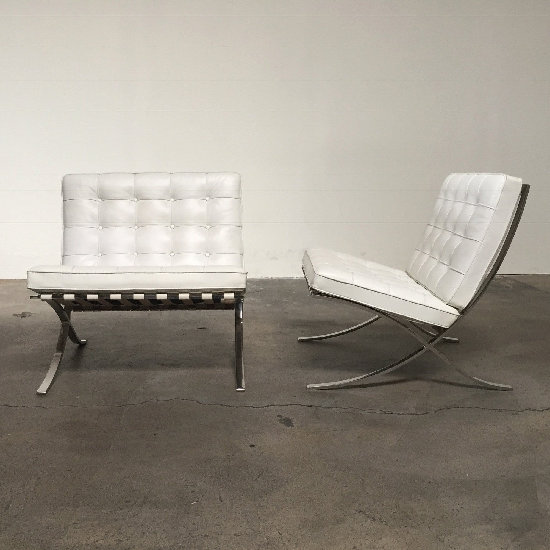 Knoll White Barcelona Chair and Ottoman | Los Angeles ...