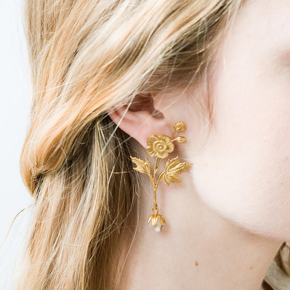 Flower and Crystal Stud Earrings - Nest Pretty Things