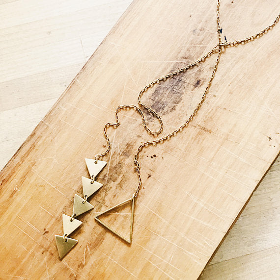 Gold Lariat Triangle Necklace - Nest Pretty Things